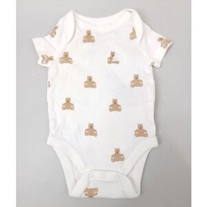 Baby Gap Bodysuit Kids Up to 7lb White Teddy Bear Organic Cotton First Fav